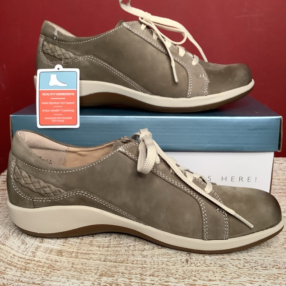Aetrex Dana Lace-Up 9-9.5 Taupe Comfort Support Casual Sneakers Antimicrobial - Picture 7 of 14